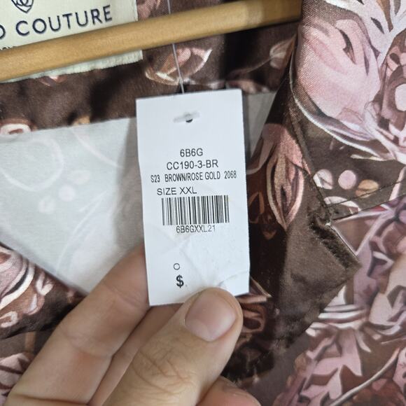 Suslo Couture Mens Shirt 2XL Red Silky Big & Tall Casual Party Event NWT - Picture 11 of 13